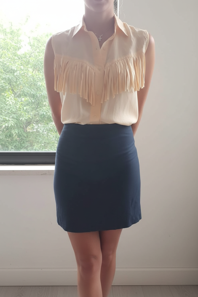 Blusa a Frange in Seta Organica