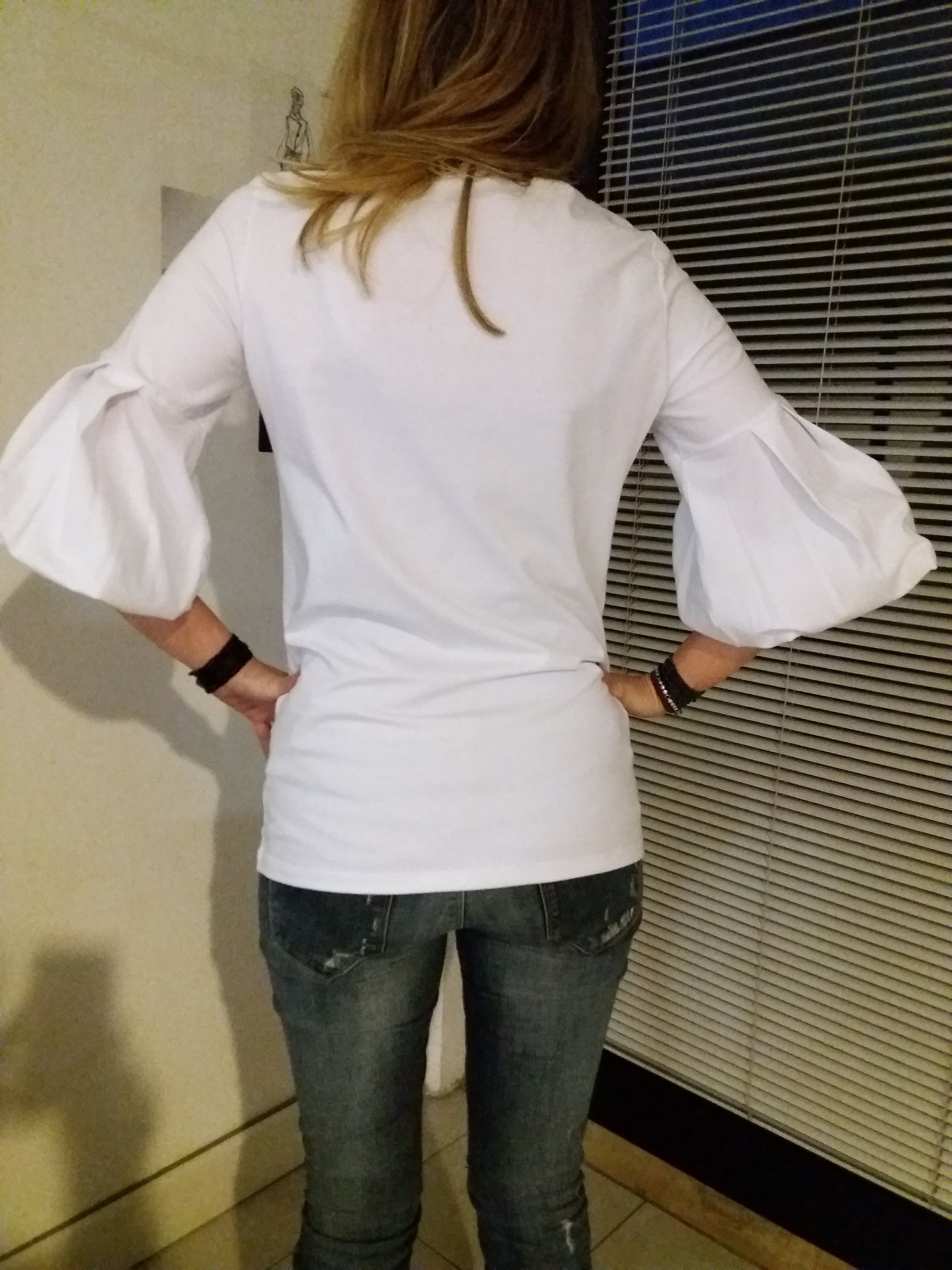 Bluse a Sbuffo in Puro Cotone Create a Mano