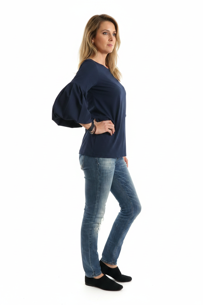 Bluse a Sbuffo in Puro Cotone Create a Mano