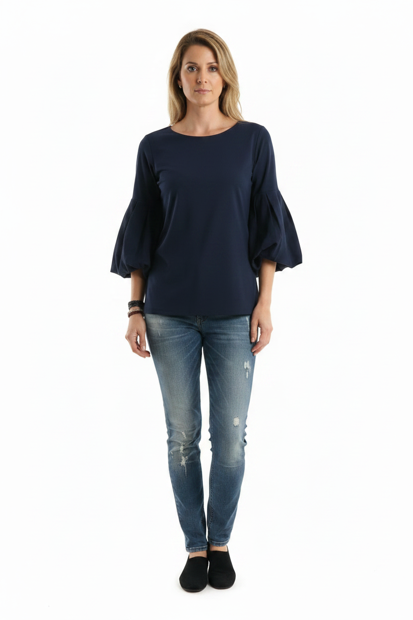 Bluse a Sbuffo in Puro Cotone Create a Mano