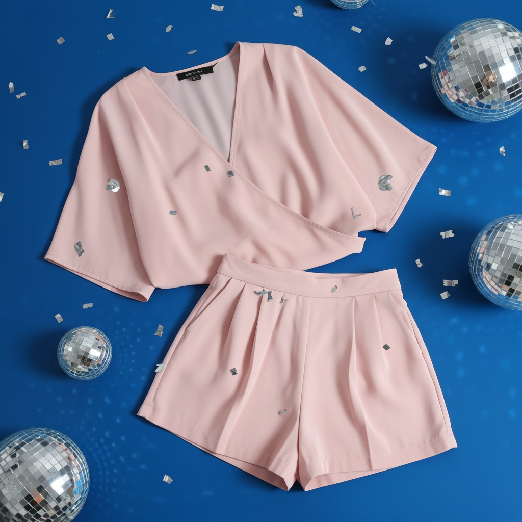 Blusa Rosa con Bermuda in Seta
