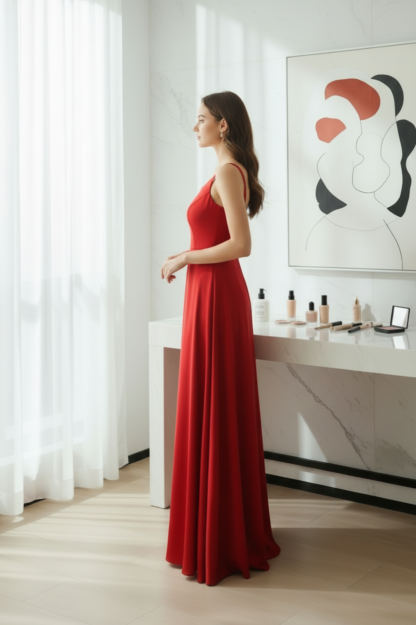Abito Rosso Elegante Occasioni Speciali
