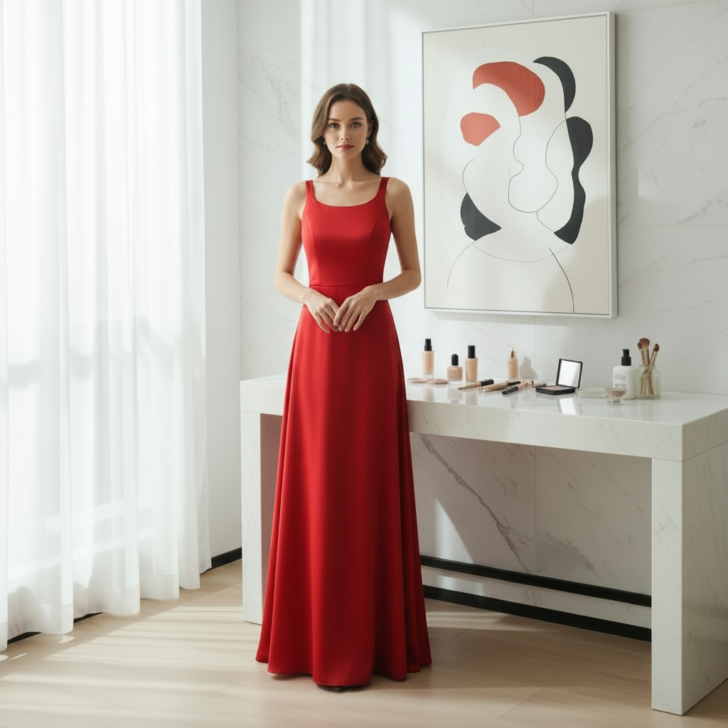 Abito Rosso Elegante Occasioni Speciali