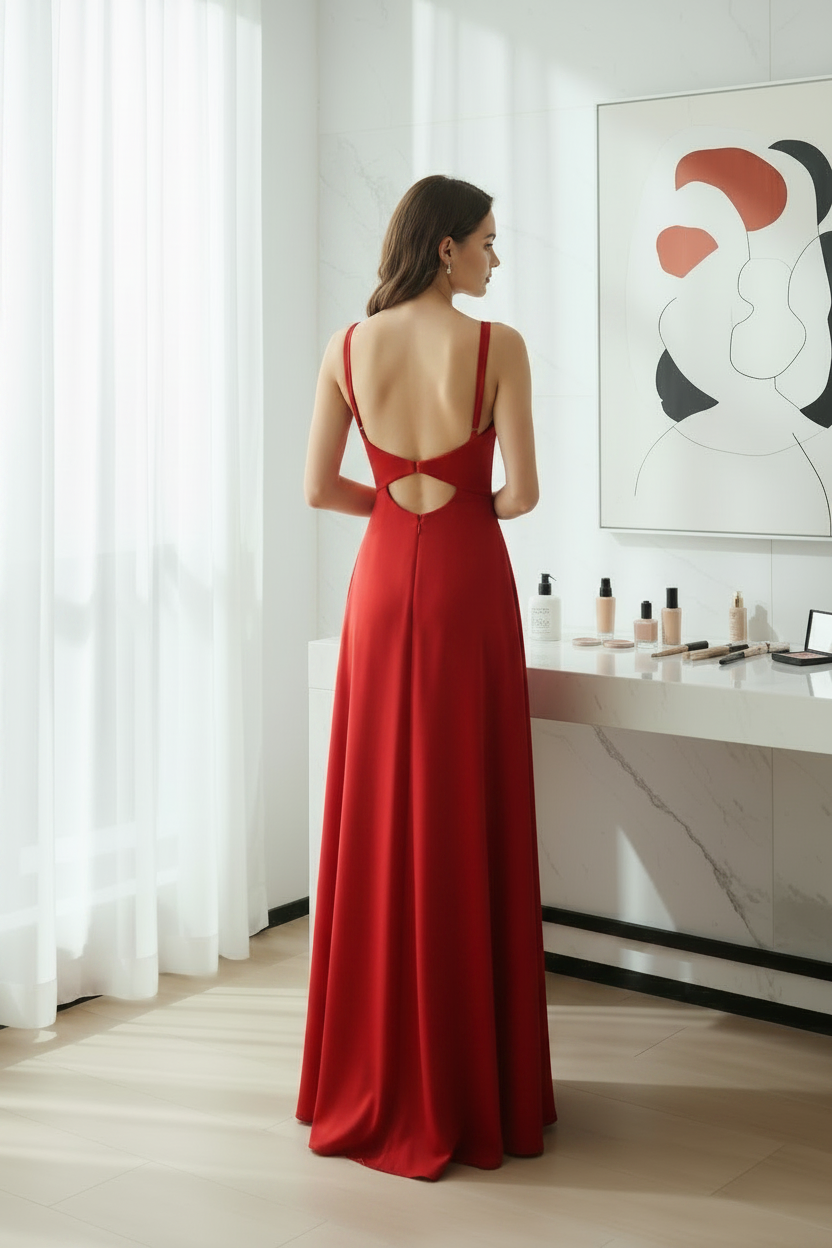 Abito Rosso Elegante Occasioni Speciali