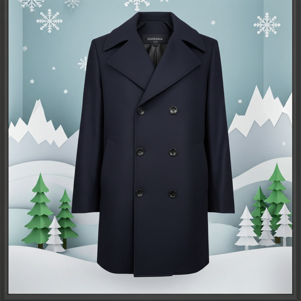 Cappotto a Doppio Petto Uomo in Lana