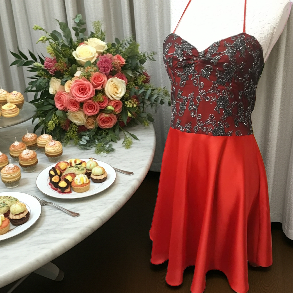 Tubino Elegante in Pizzo e Viscosa Creato a Mano