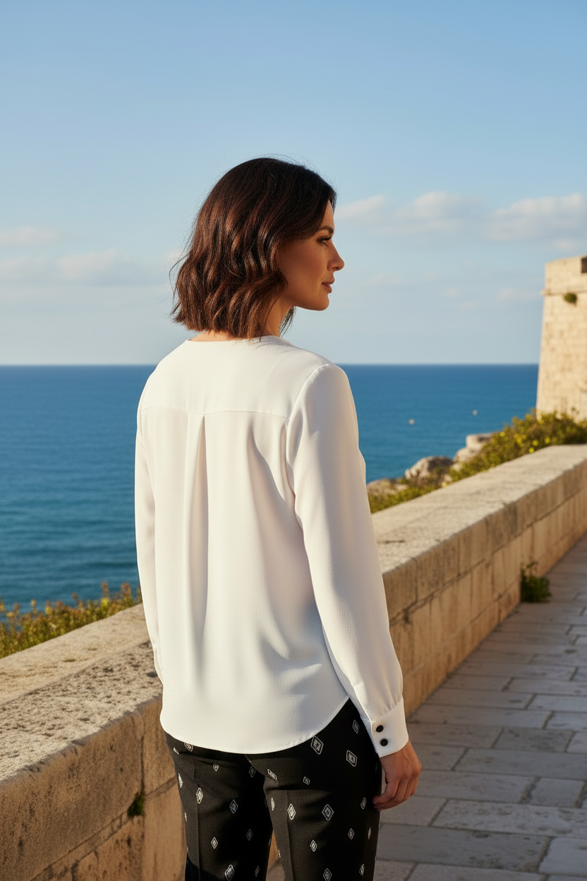 Camicia in pura seta creata a mano