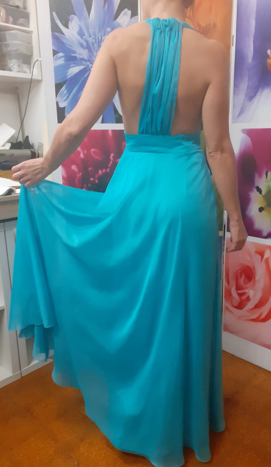 Abito da Cocktail Creato a Mano con Georgette Stoffe di Lusso