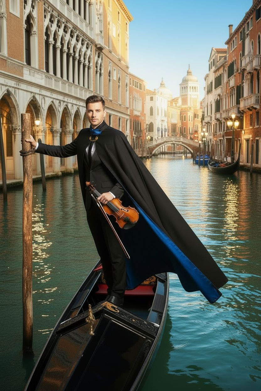 Tabarro Mantello Veneziano a ruota intera in Pura Lana