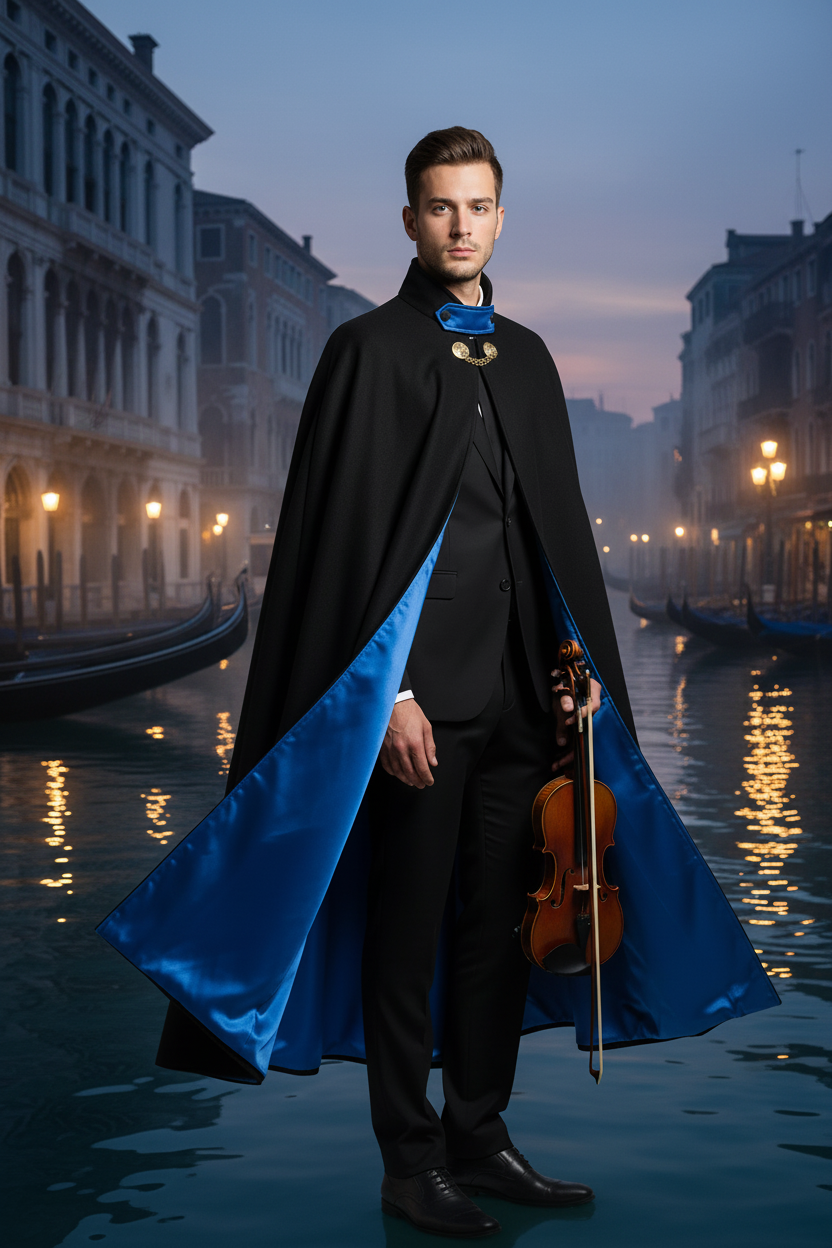 Tabarro Mantello Veneziano a ruota intera in Pura Lana
