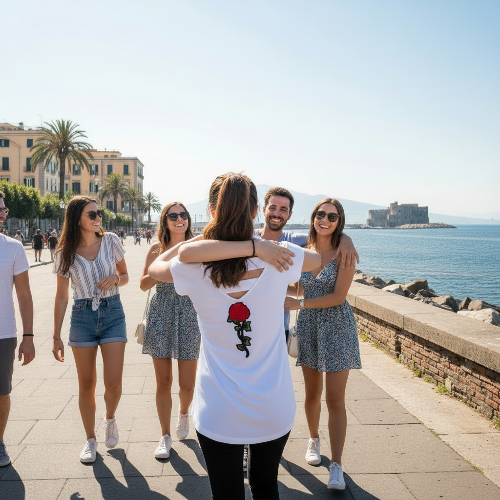 Canotta in Cotone Con Rosa Ricamata