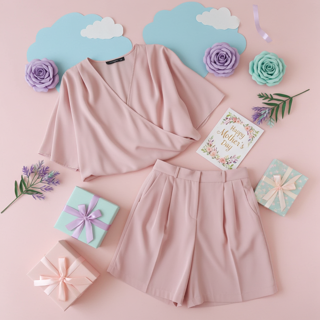 Blusa Rosa con Bermuda in Seta