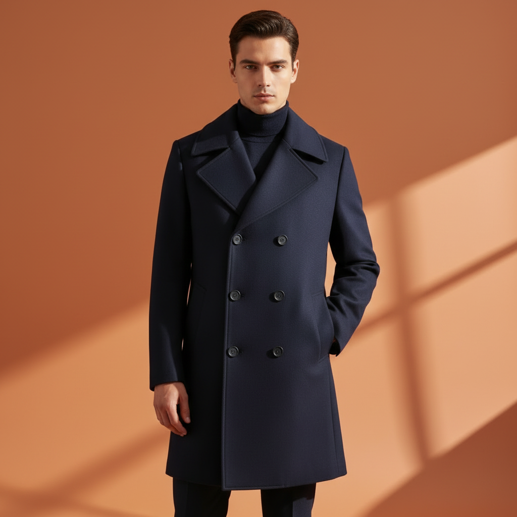 Cappotto a Doppio Petto Uomo in Lana