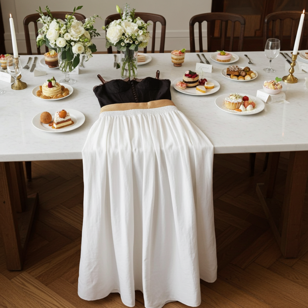 Gonna Bianca Lunga Con Corpetto Nero