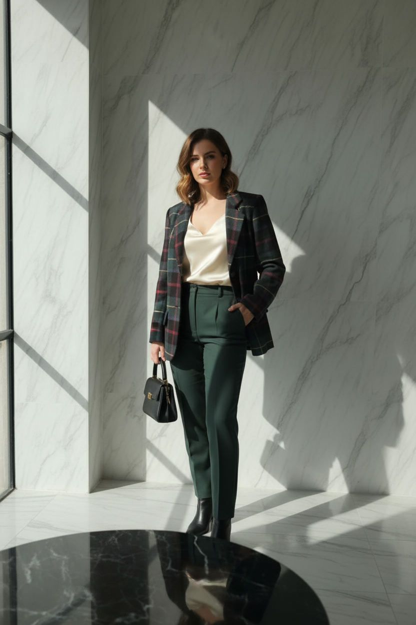 Giacca Donna Scozzese  in Lana