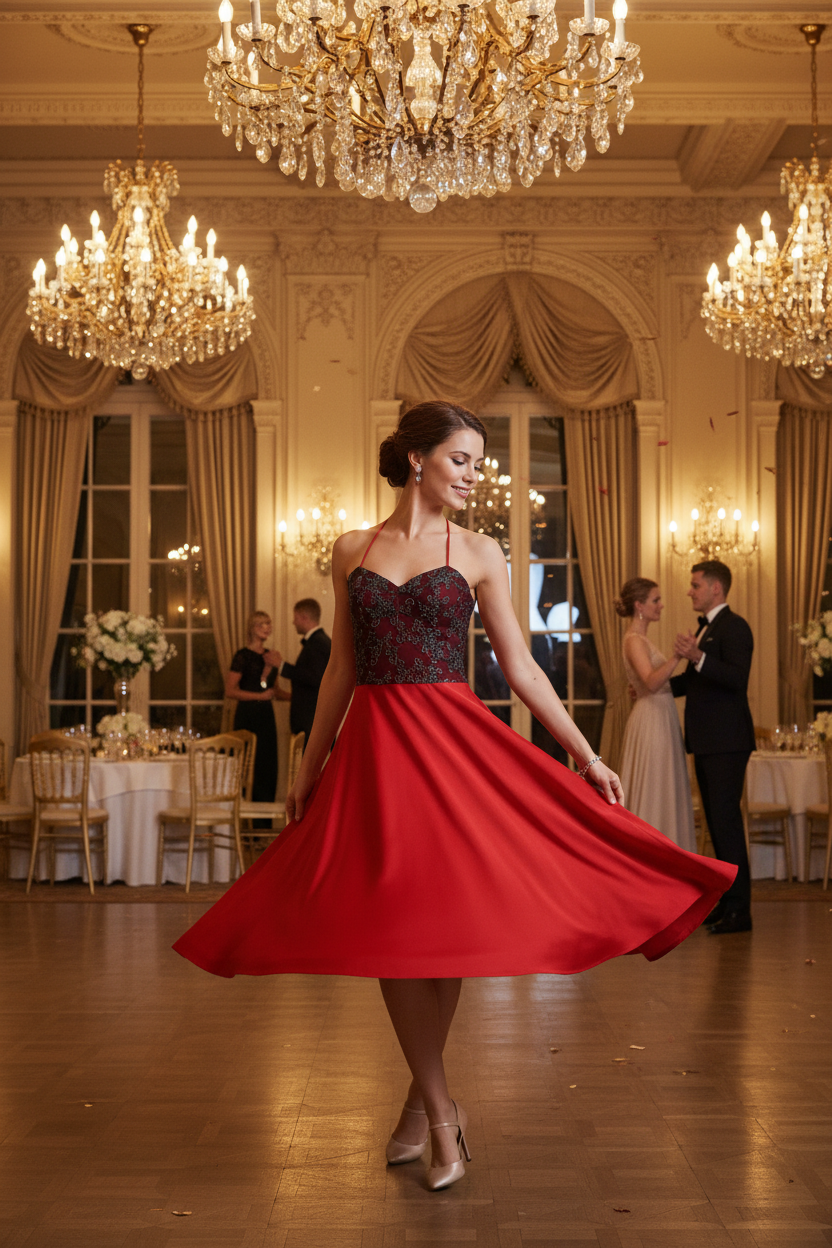 Tubino Elegante in Pizzo e Viscosa Creato a Mano