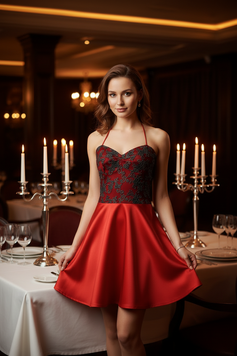 Tubino Elegante in Pizzo e Viscosa Creato a Mano