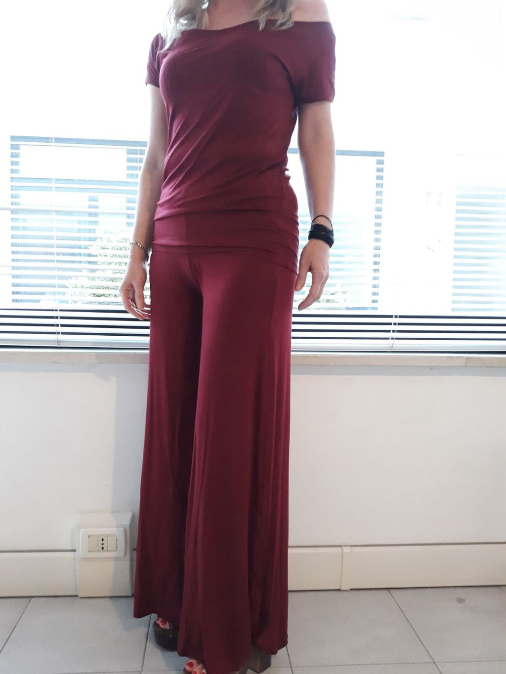 Completo rosso donna in cotone organico