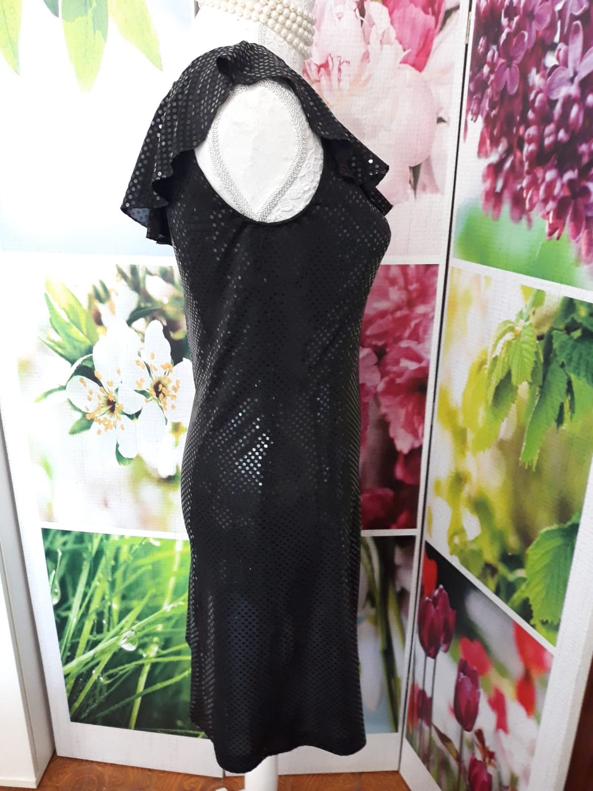 Abito Nero da Cocktail in Paillette Stoffa