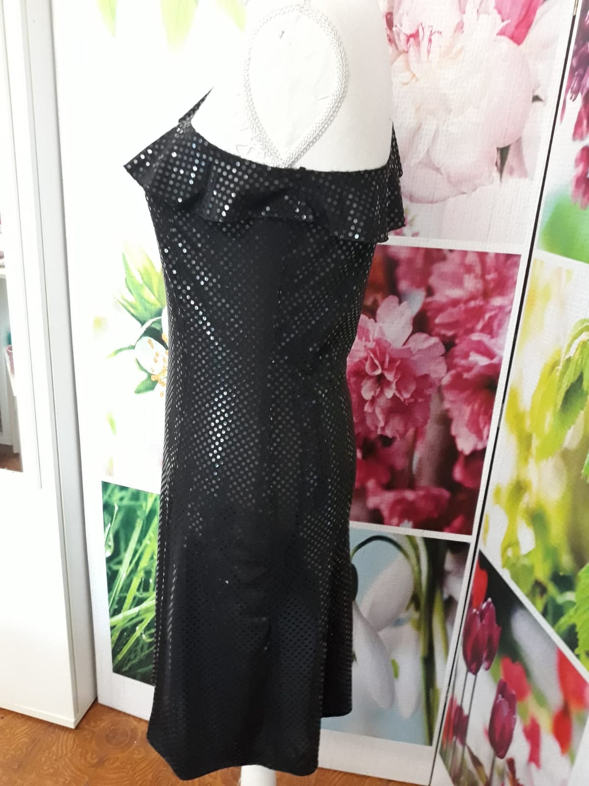 Abito Nero da Cocktail in Paillette Stoffa