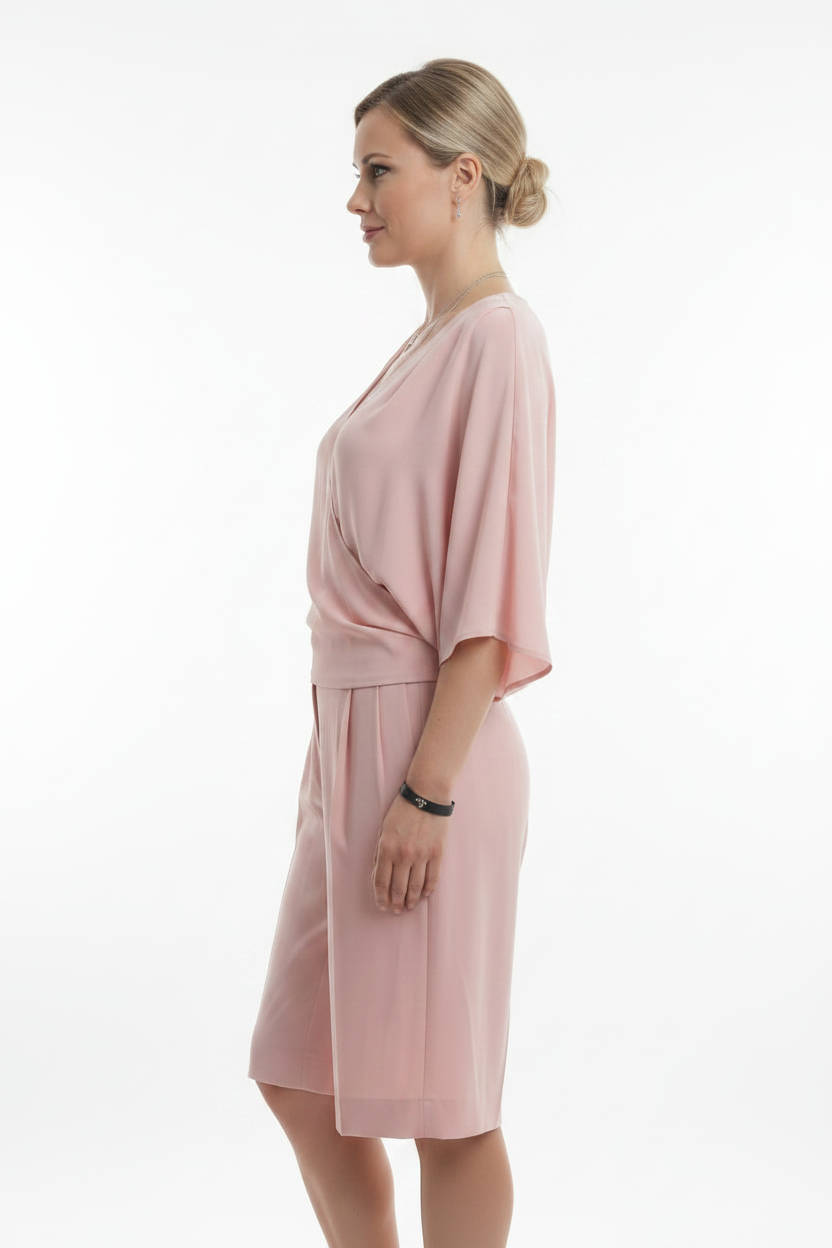 Blusa Rosa con Bermuda in Seta