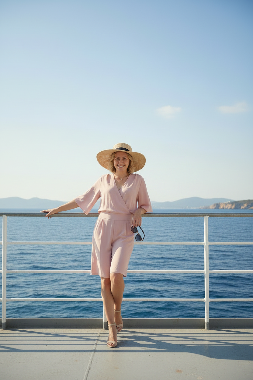 Blusa Rosa con Bermuda in Seta