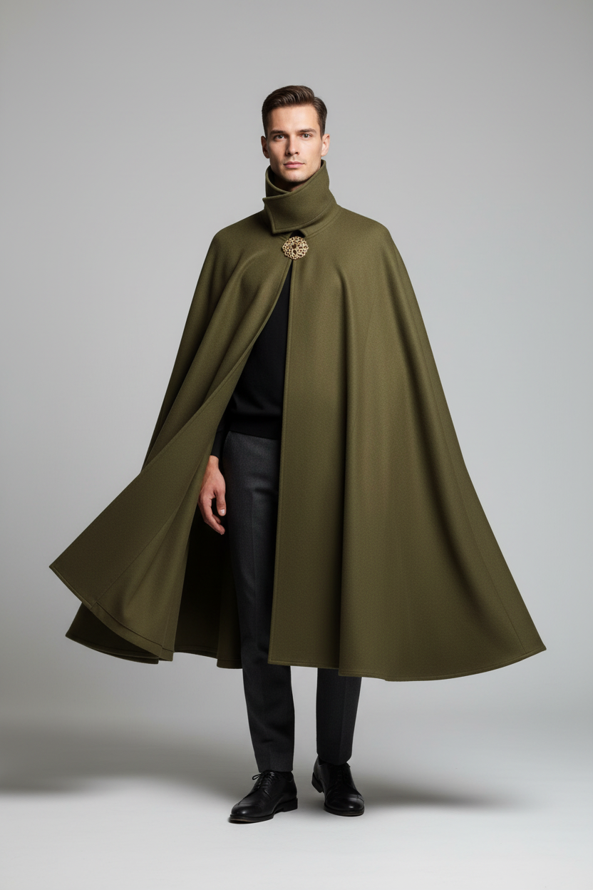 Cloak italy Mantello Tabarro Verde a Ruota